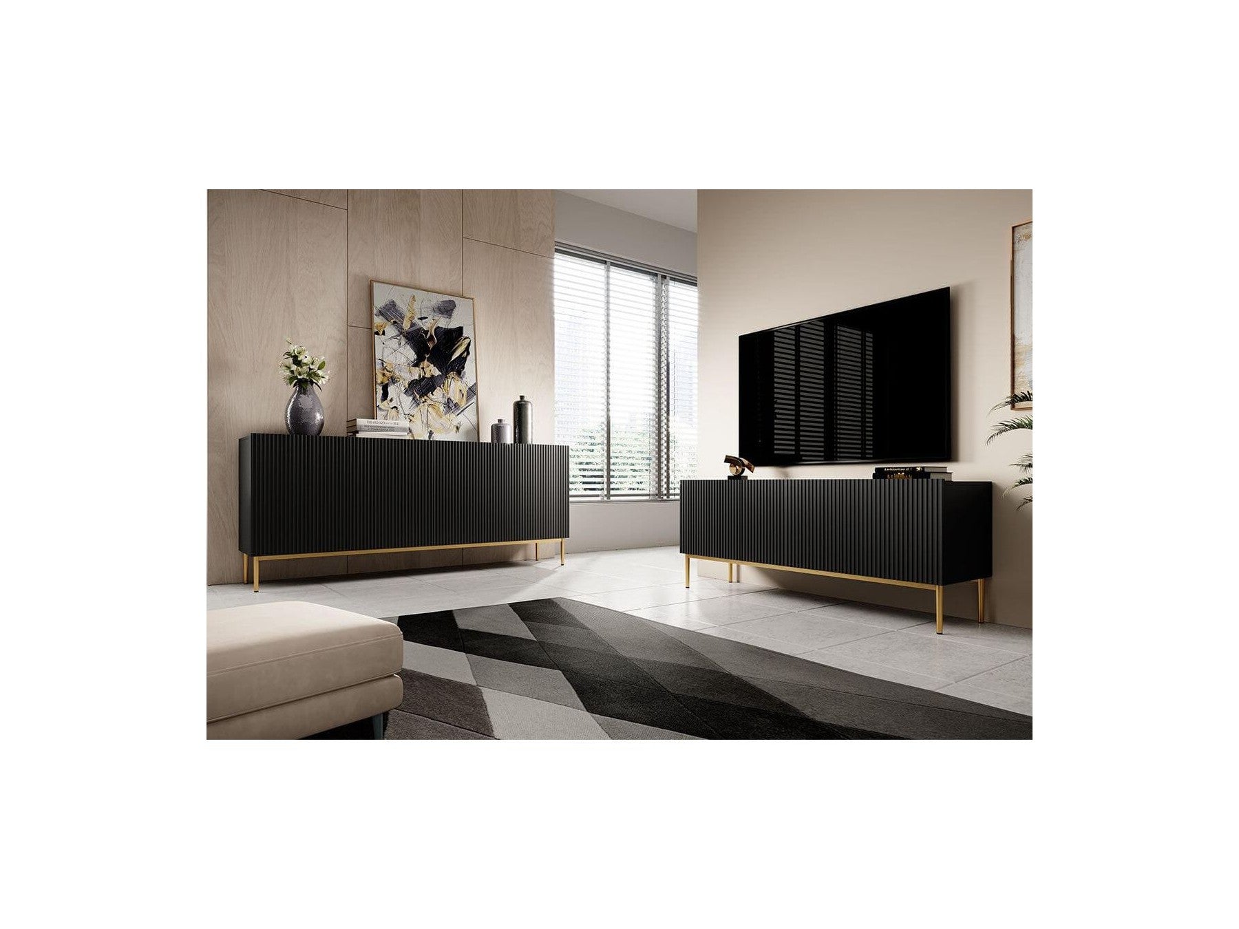 Kasha - Meuble Tv - Pieds Or - 2 Tailles