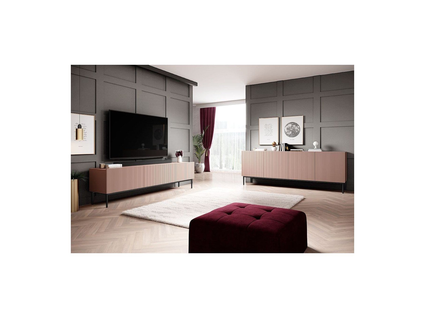 Kasha - Meuble Tv - Pieds Noirs - 2 Tailles