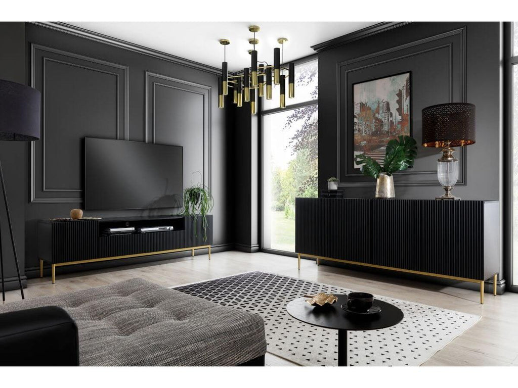 Kasha - Meuble Tv - Pieds Or - 2 Tailles