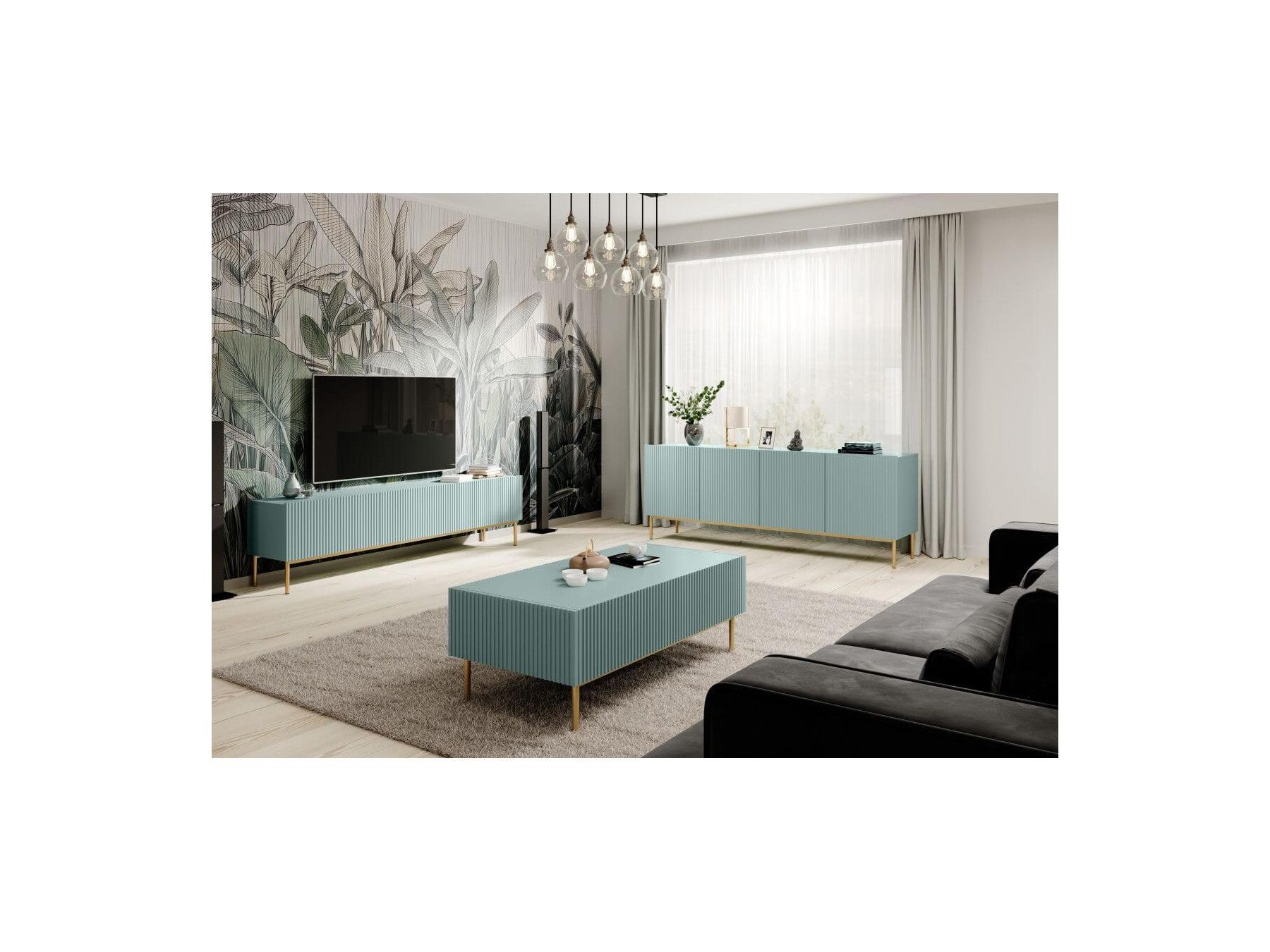 Kasha - Meuble Tv - Pieds Or - 2 Tailles