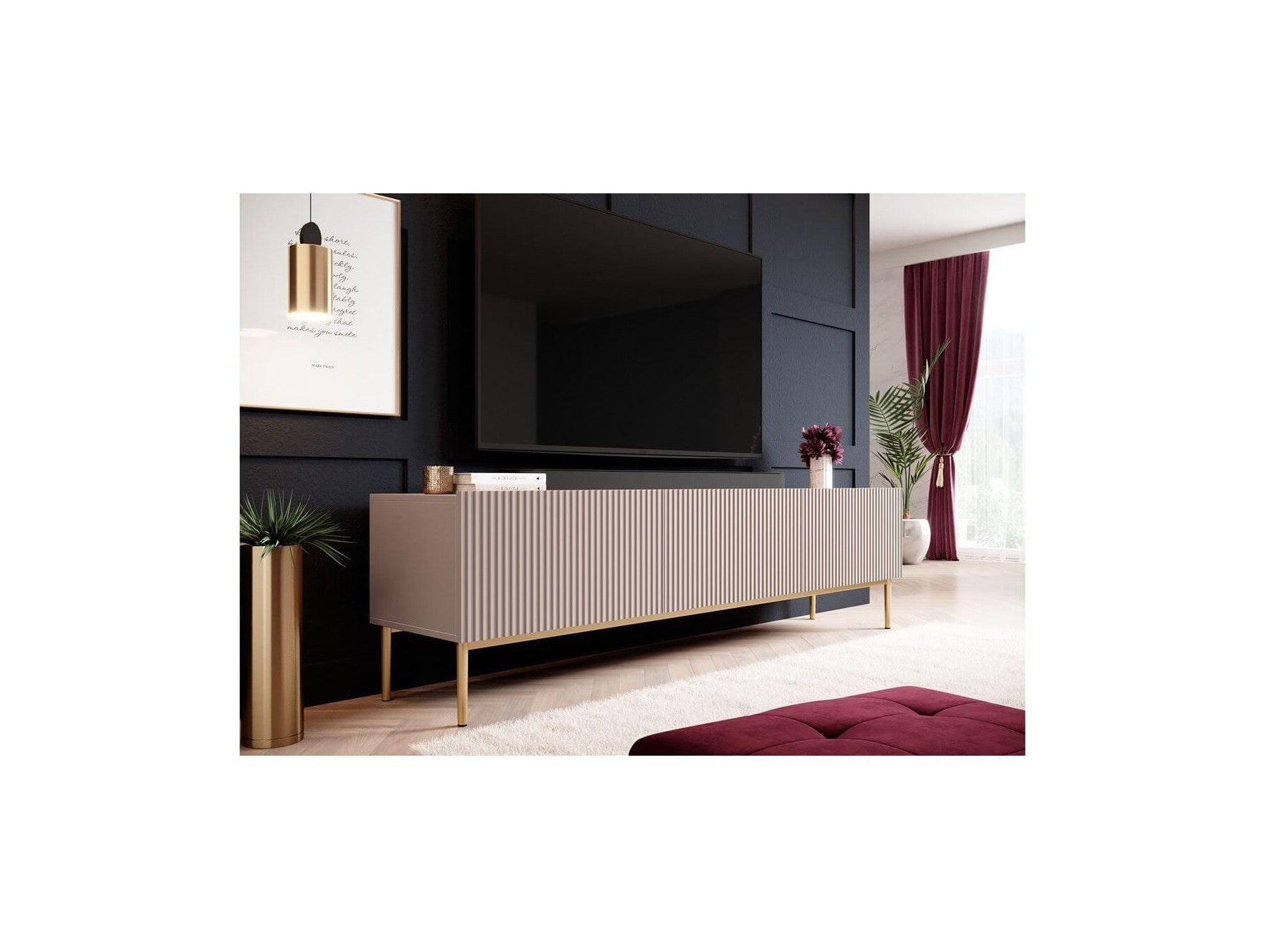 Kasha - Meuble Tv - Pieds Or - 2 Tailles