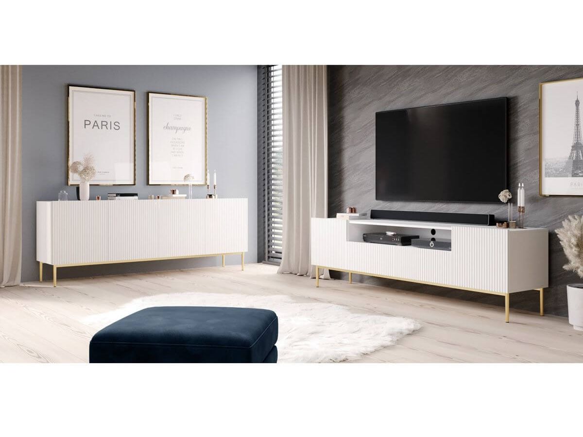Kasha - Meuble Tv Avec Niche - Pieds Or