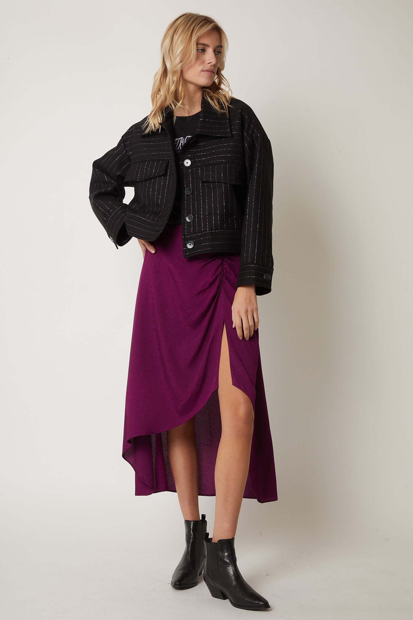 Veste Casual Rayures Lurex - Noir