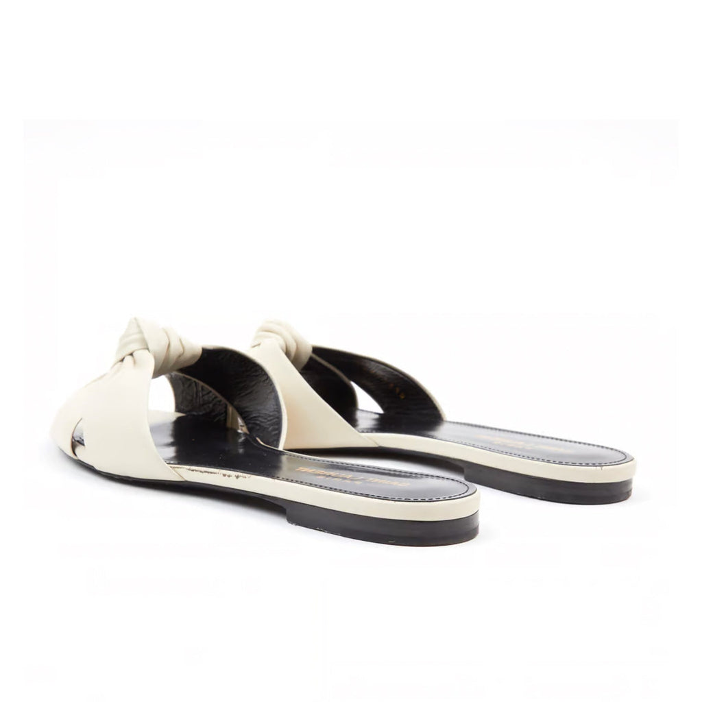 Claquettes Saint Laurent Leather - Cream - Femme