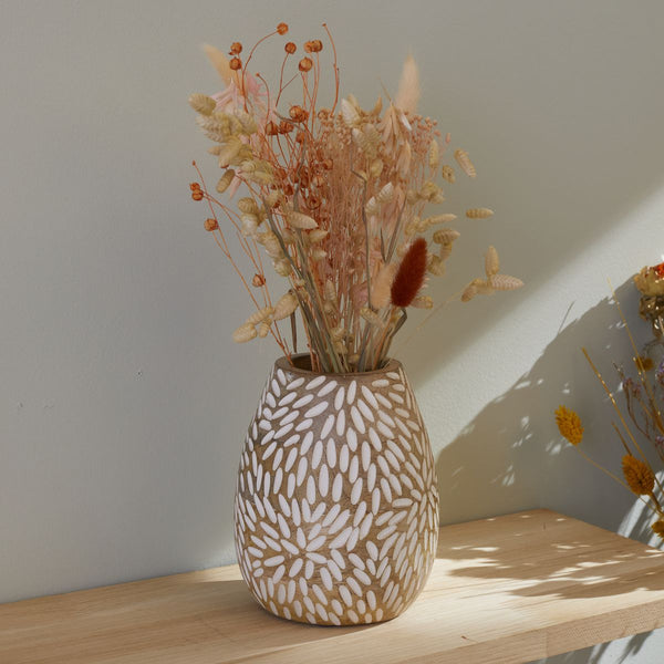 Mango Wood - Vase - Beige