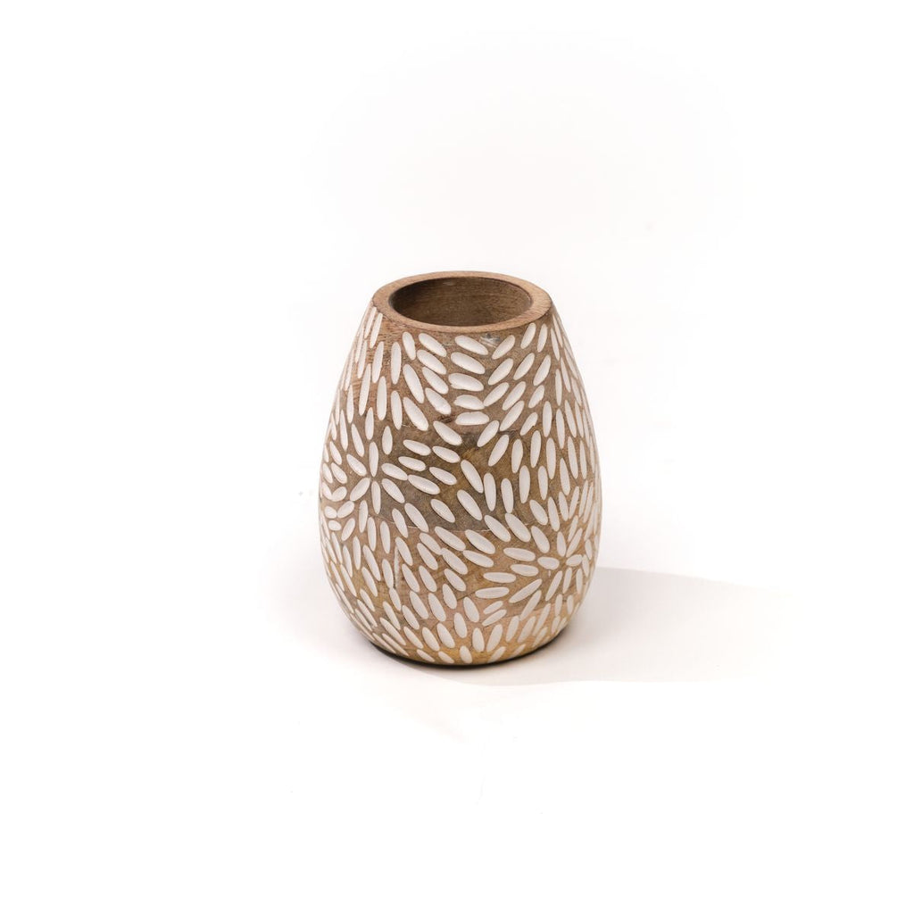 Mango Wood - Vase - Beige