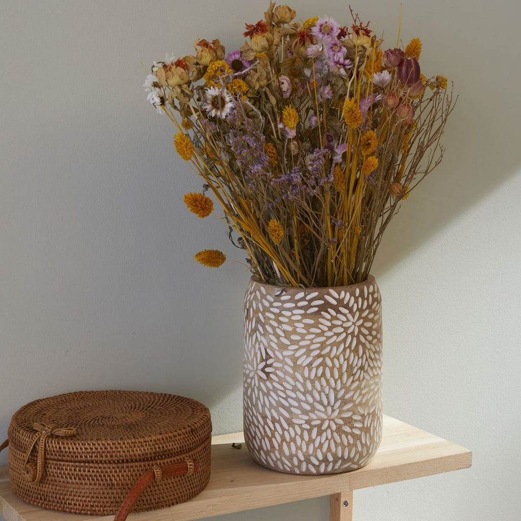 Mango Wood - Vase - Beige