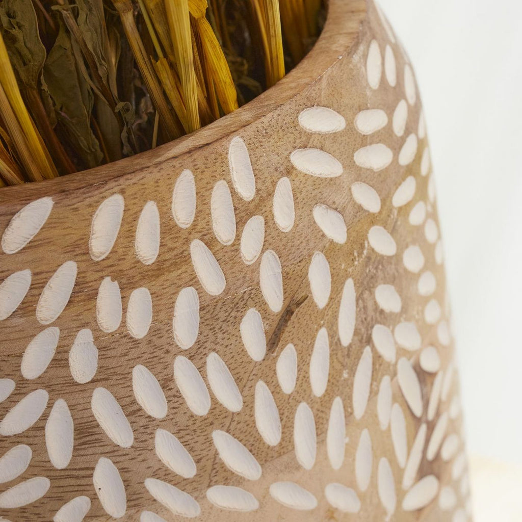 Mango Wood - Vase - Beige