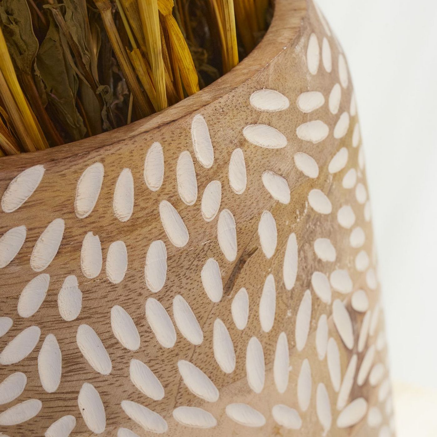 Mango Wood - Vase - Beige