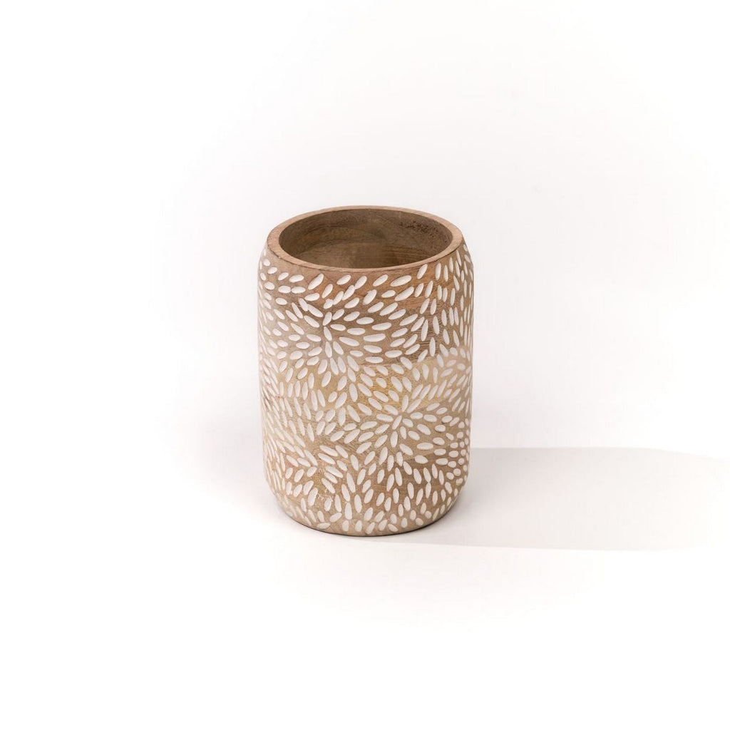 Mango Wood - Vase - Beige