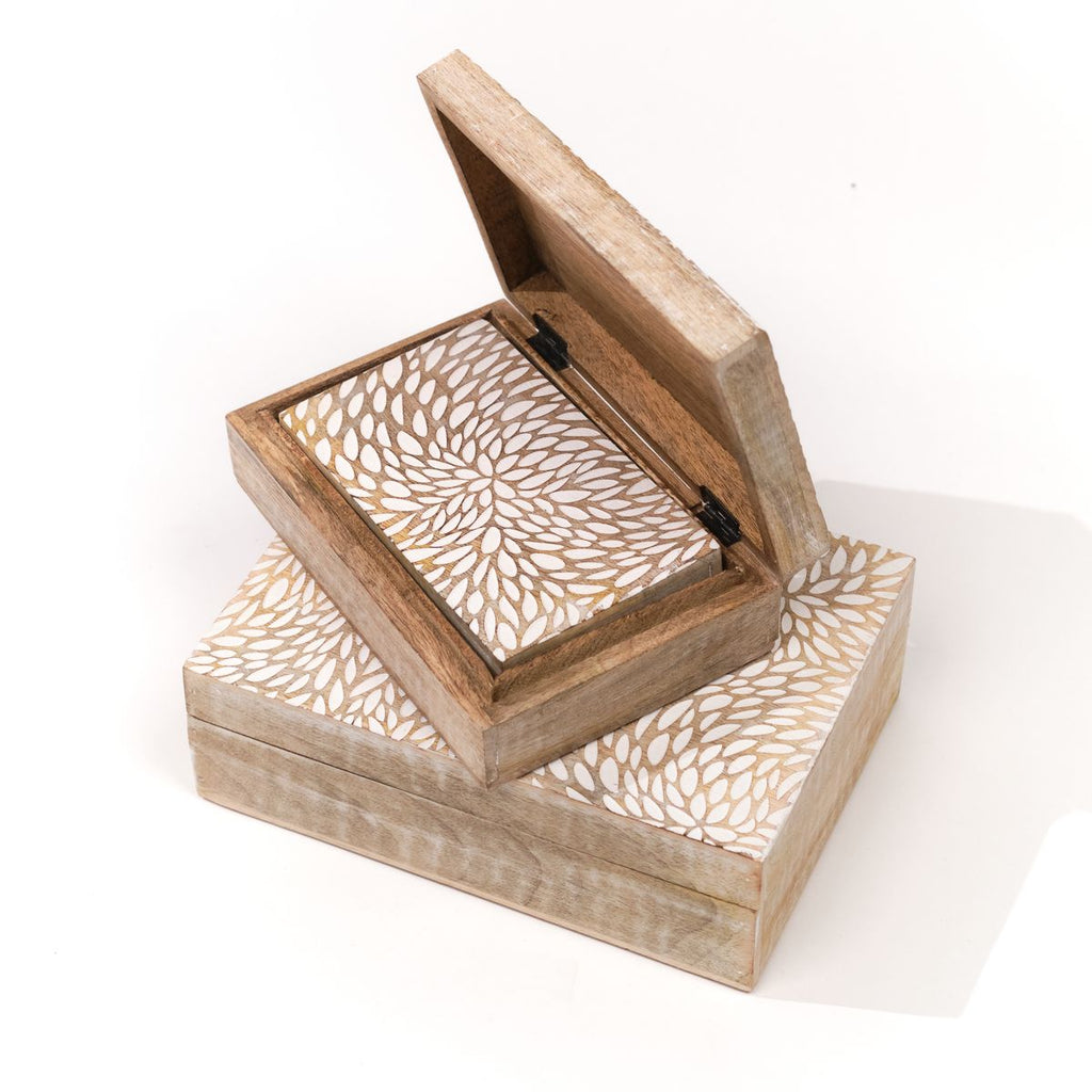 Mango Wood - Lot De 3 Boites - Beige