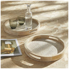 Mango Wood - Lot De 2 Plateaux Arrondis - Beige