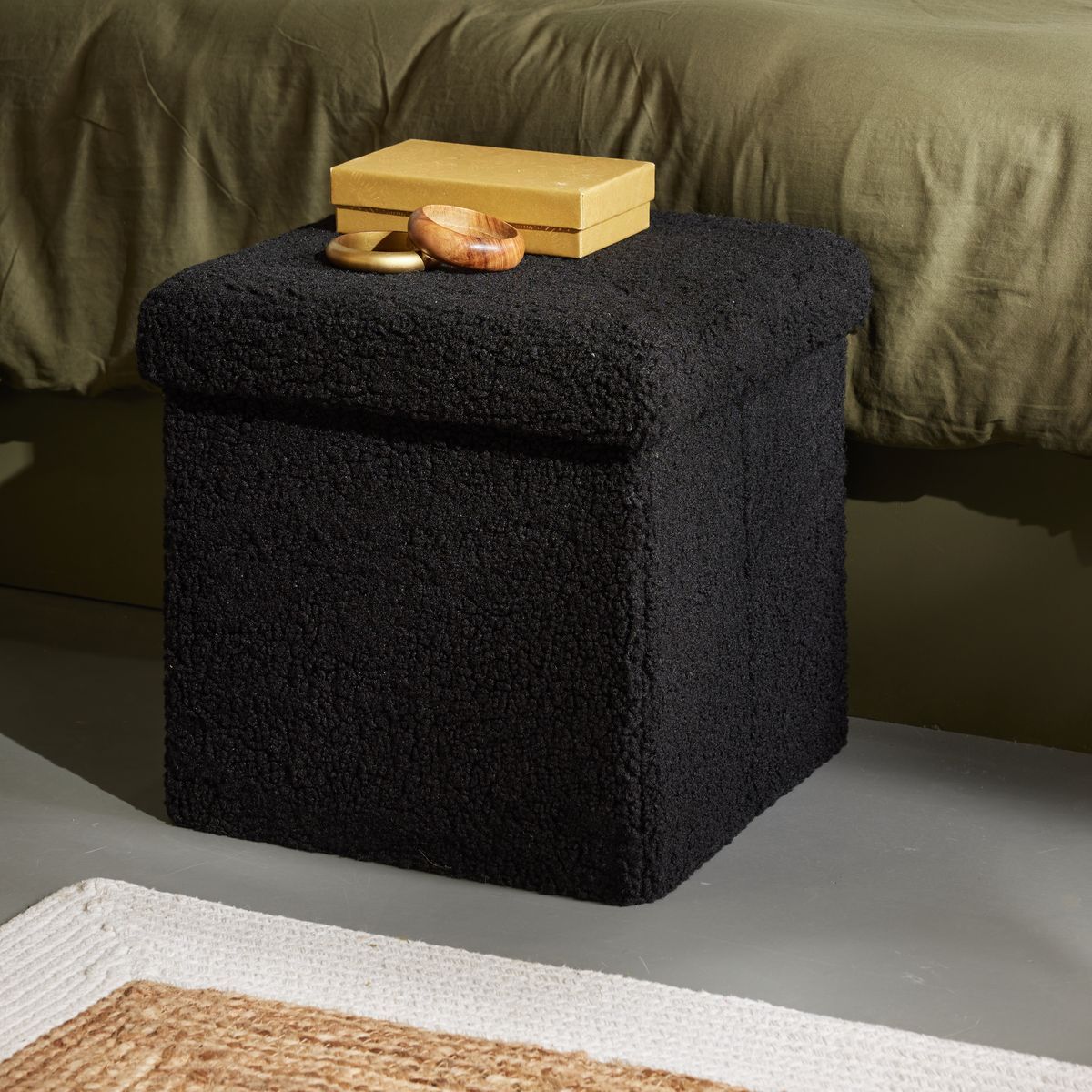 Matcha - Pouf Pliable Teddy - Fusain