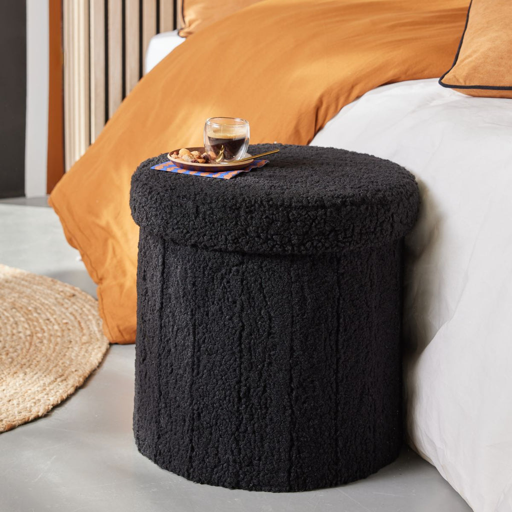 Moka - Pouf Pliable Teddy - Fusain