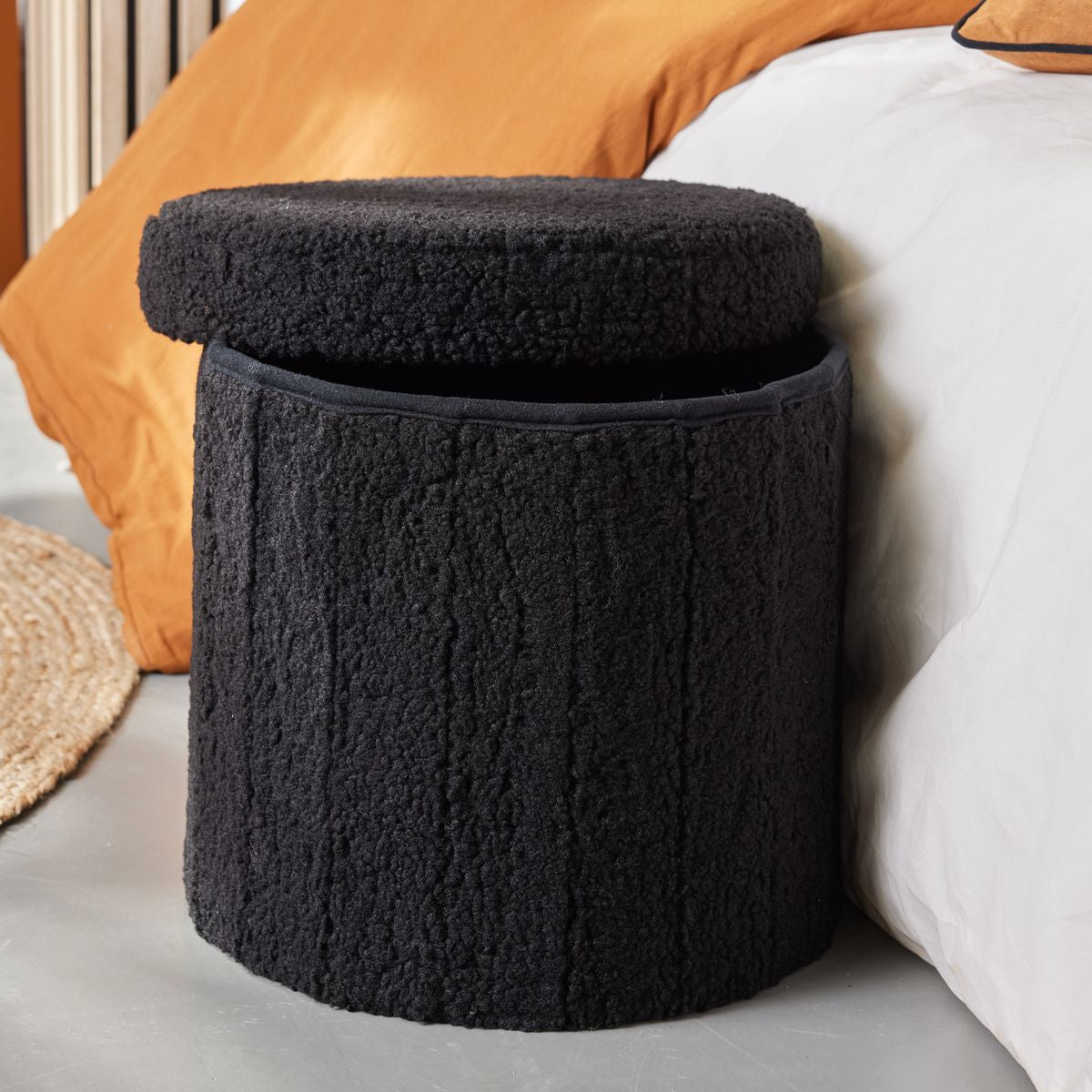 Moka - Pouf Pliable Teddy - Fusain