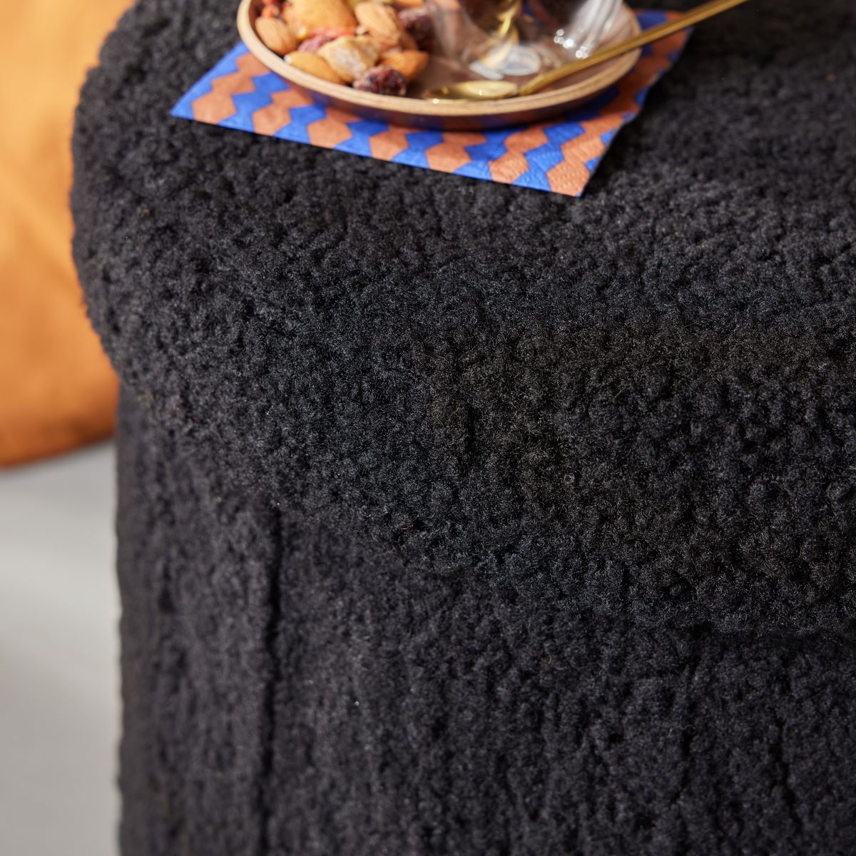 Moka - Pouf Pliable Teddy - Fusain