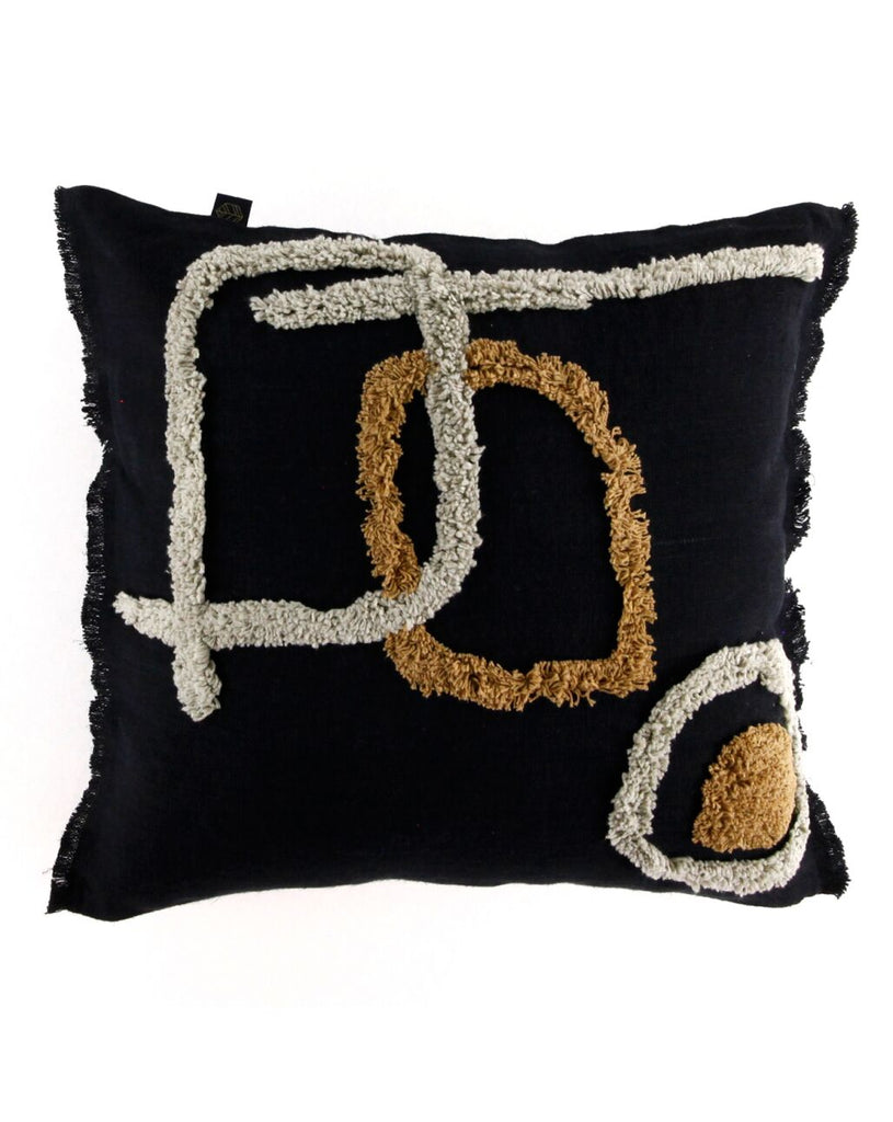Housse De Coussin Tikri - Noir - 3 Tailles
