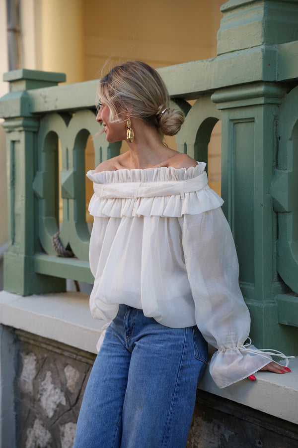 Blouse Col Bardot Aya - Crème
