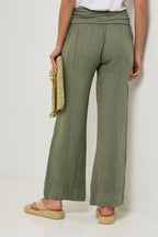 Autour Du Lin - Pantalon Kaki - Femme