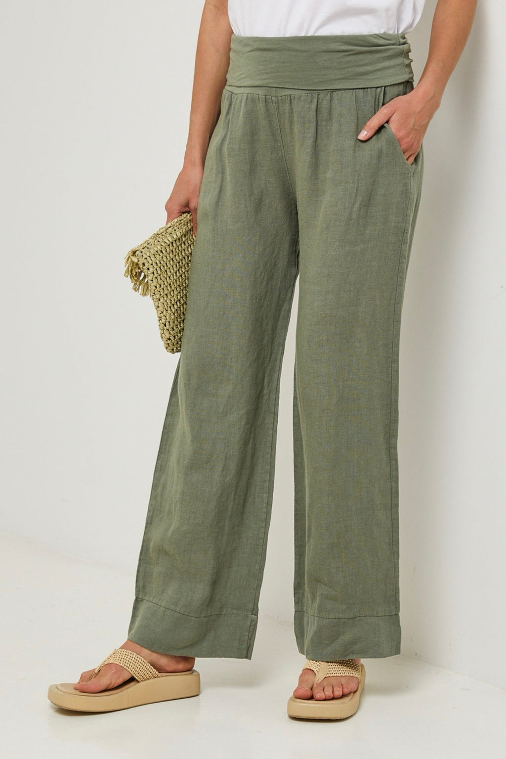 Autour Du Lin - Pantalon Kaki - Femme
