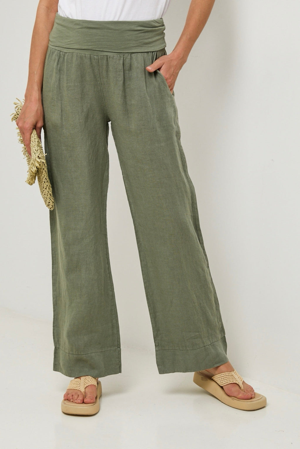 Autour Du Lin - Pantalon Kaki - Femme