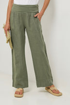 Autour Du Lin - Pantalon Kaki - Femme