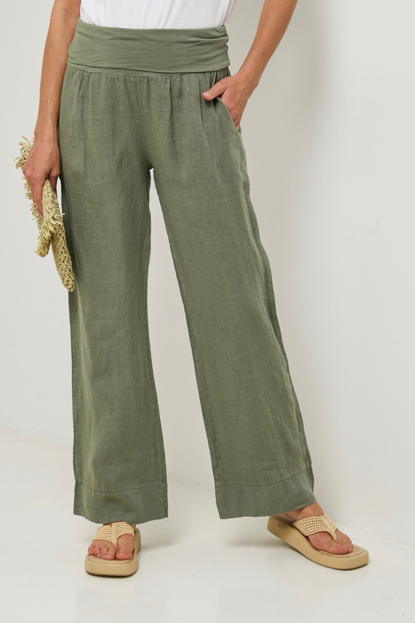 Autour Du Lin - Pantalon Kaki - Femme