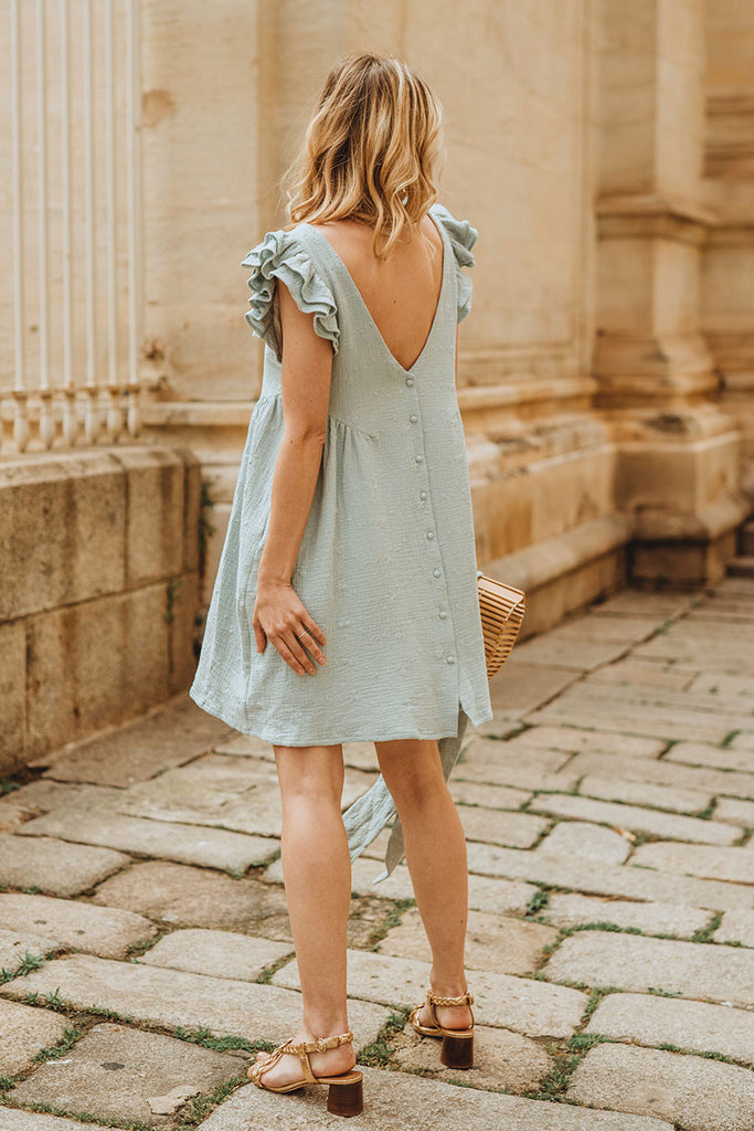 Robe Lucia Menthe Brodé