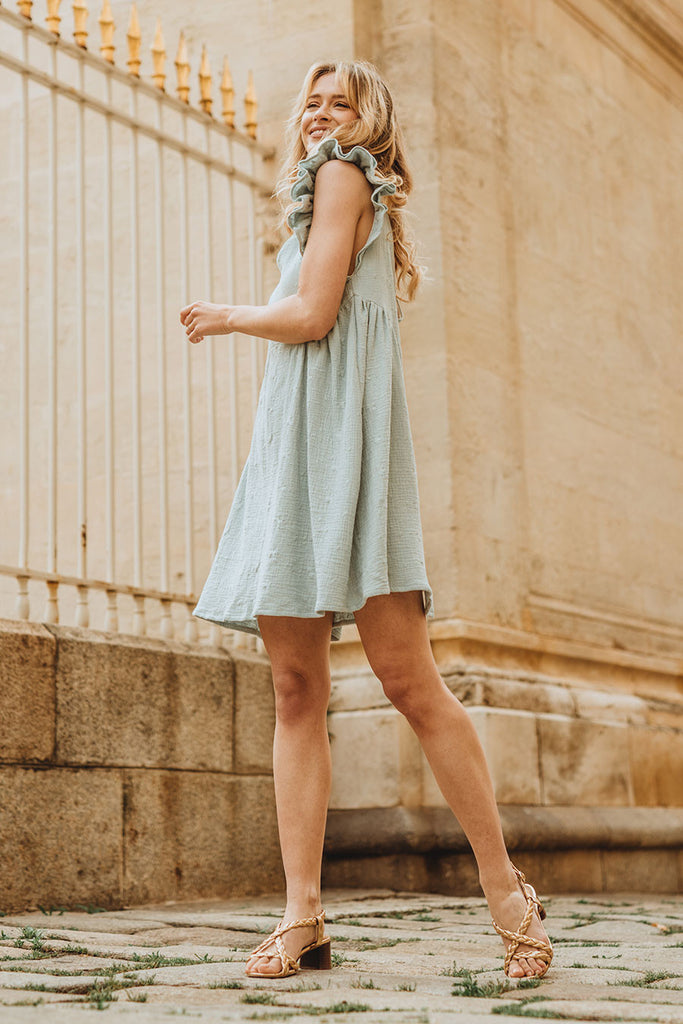 Robe Lucia Menthe Brodé