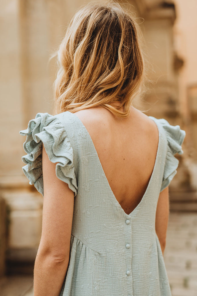 Robe Lucia Menthe Brodé