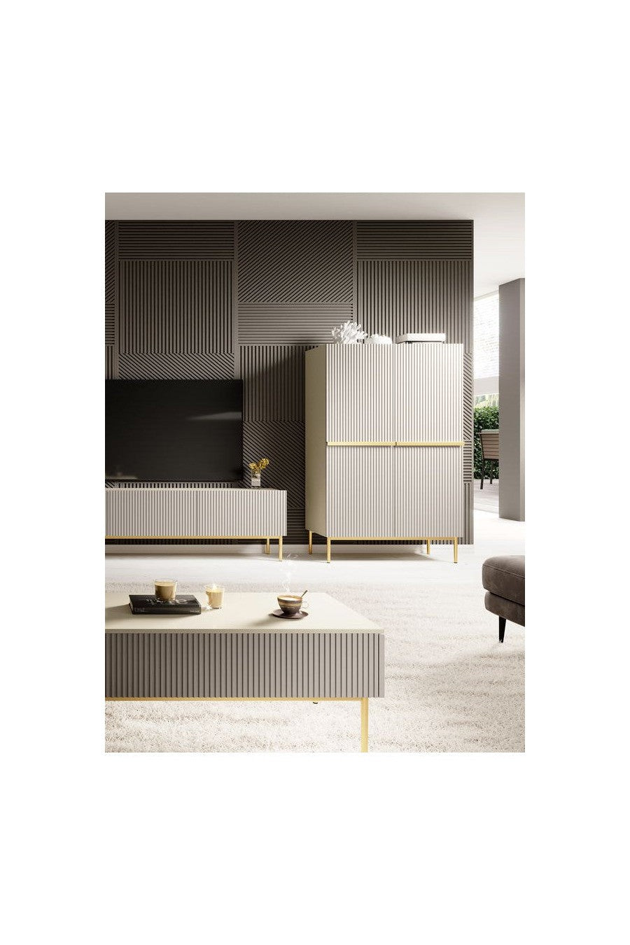 Kasha - Buffet Haut 2 Portes - Pieds Or