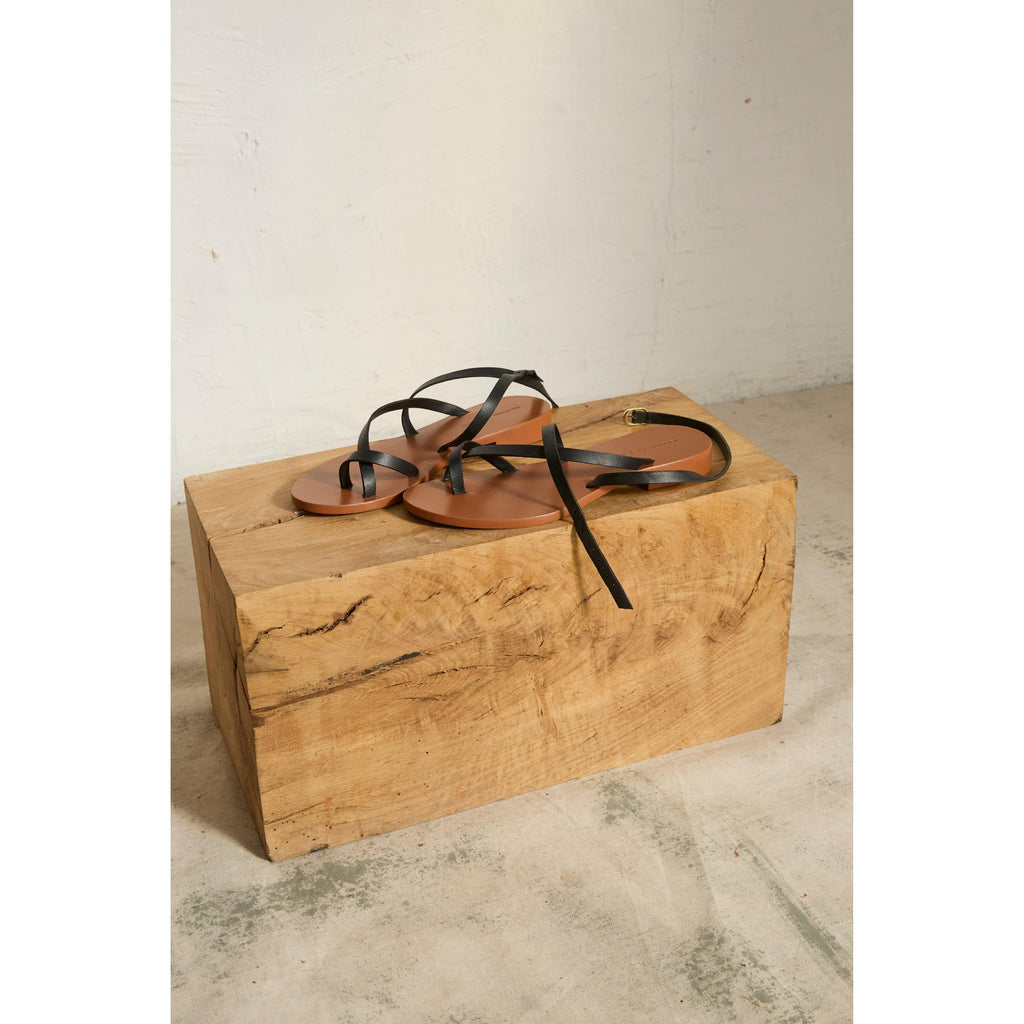 Sandales En Cuir Island - Camel / Black