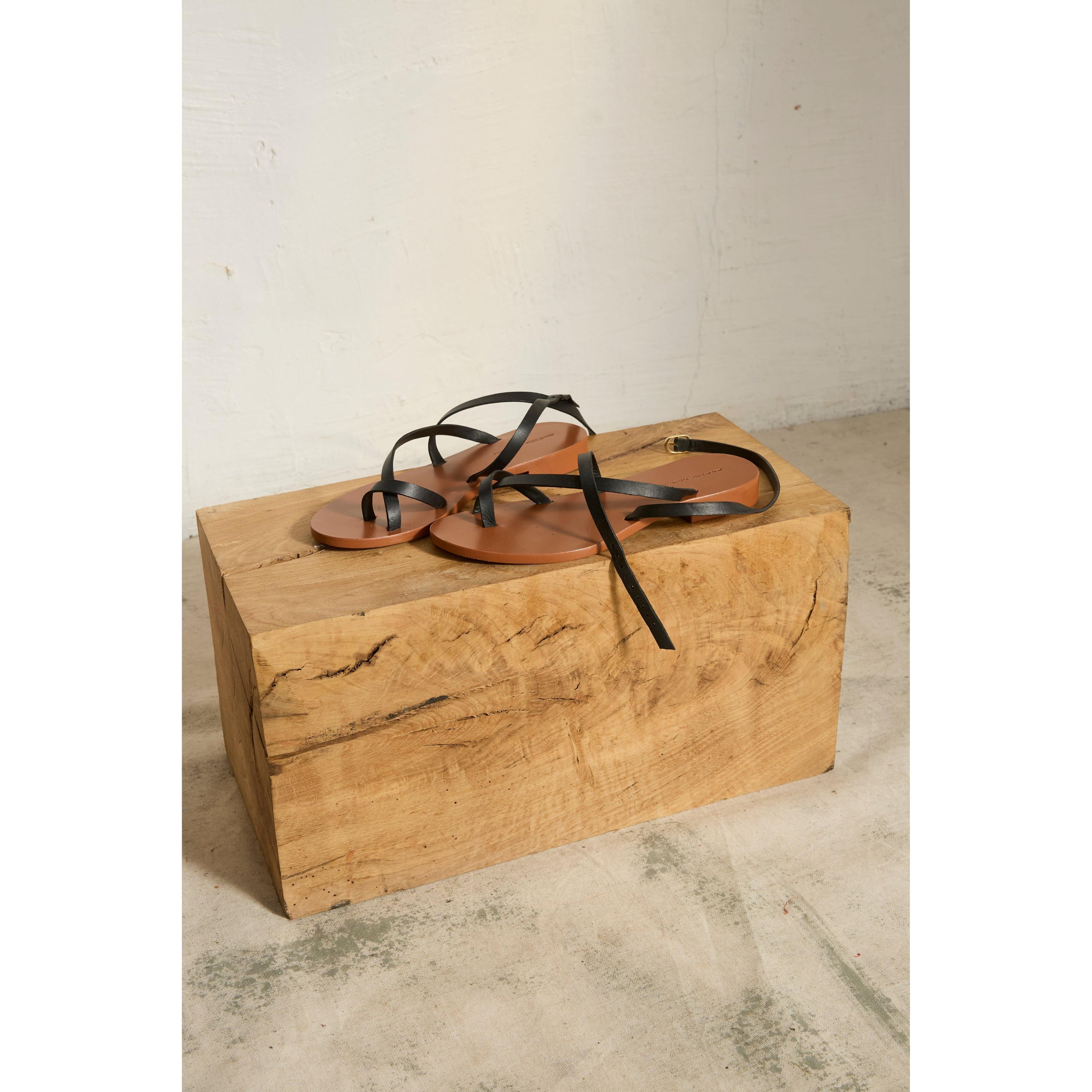 Sandales En Cuir Island - Camel / Black