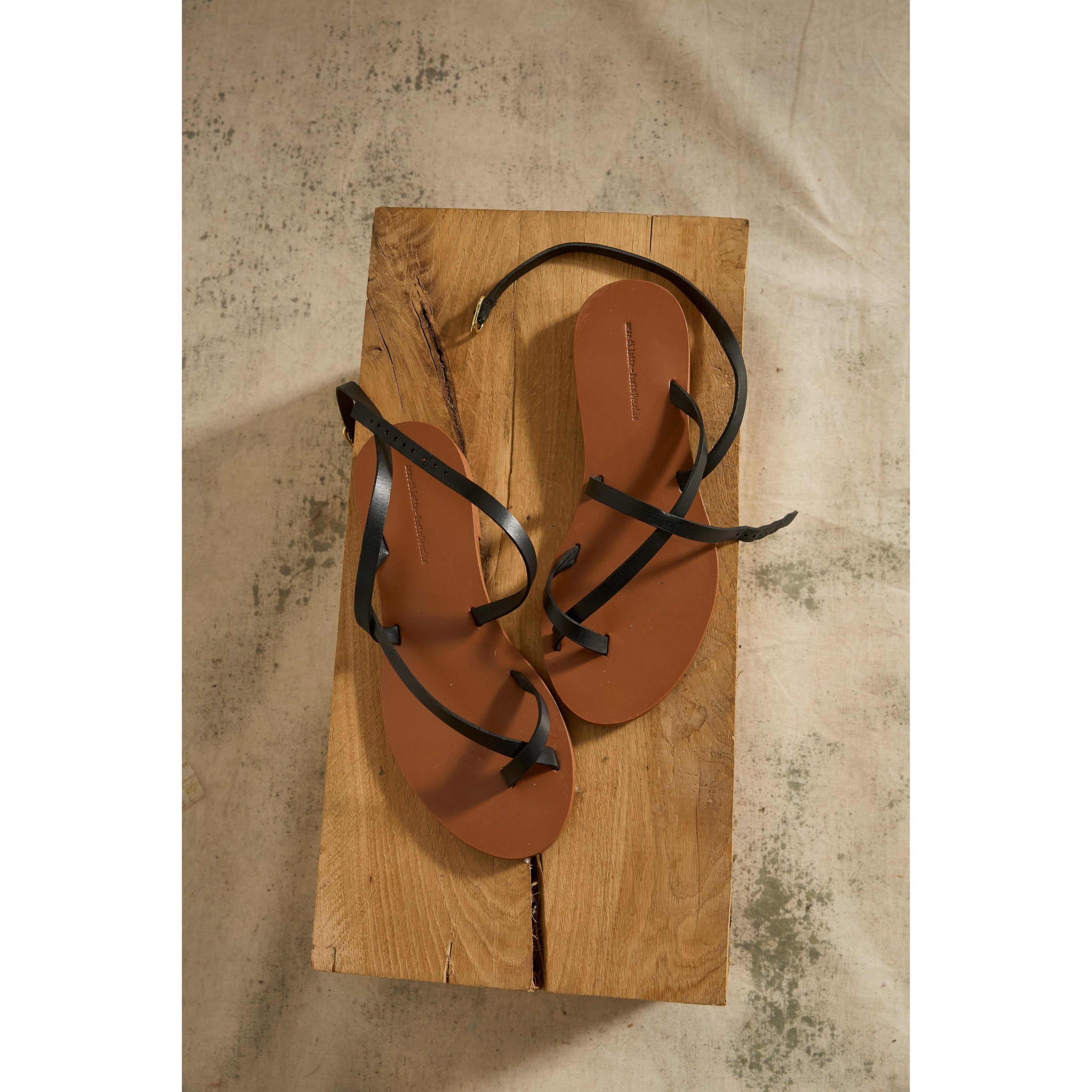 Sandales En Cuir Island - Camel / Black