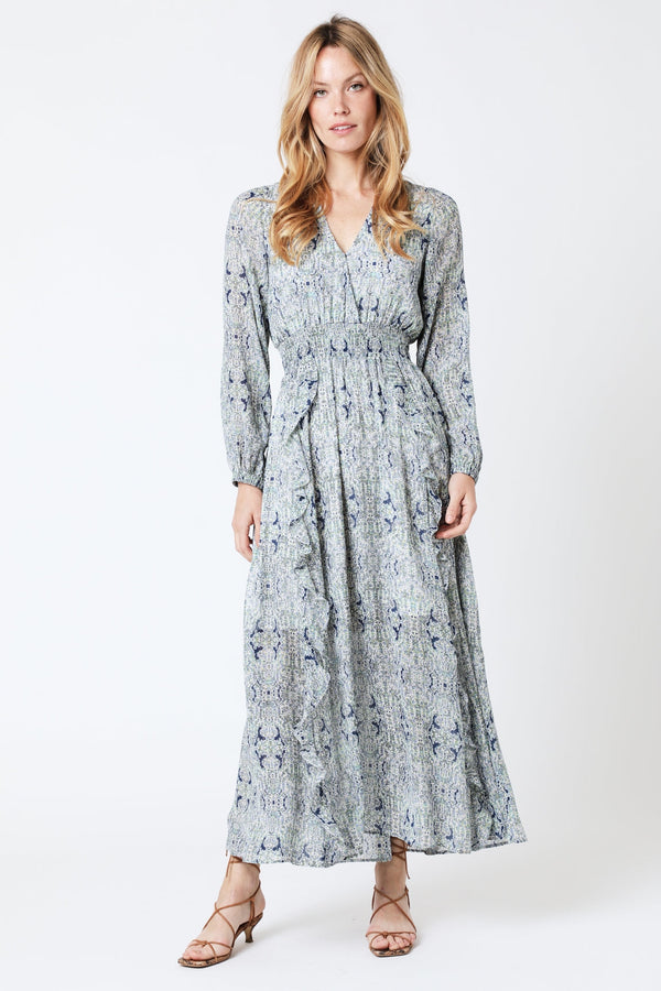 Robe Longue Imp Smock Taille - Mosaic Blue