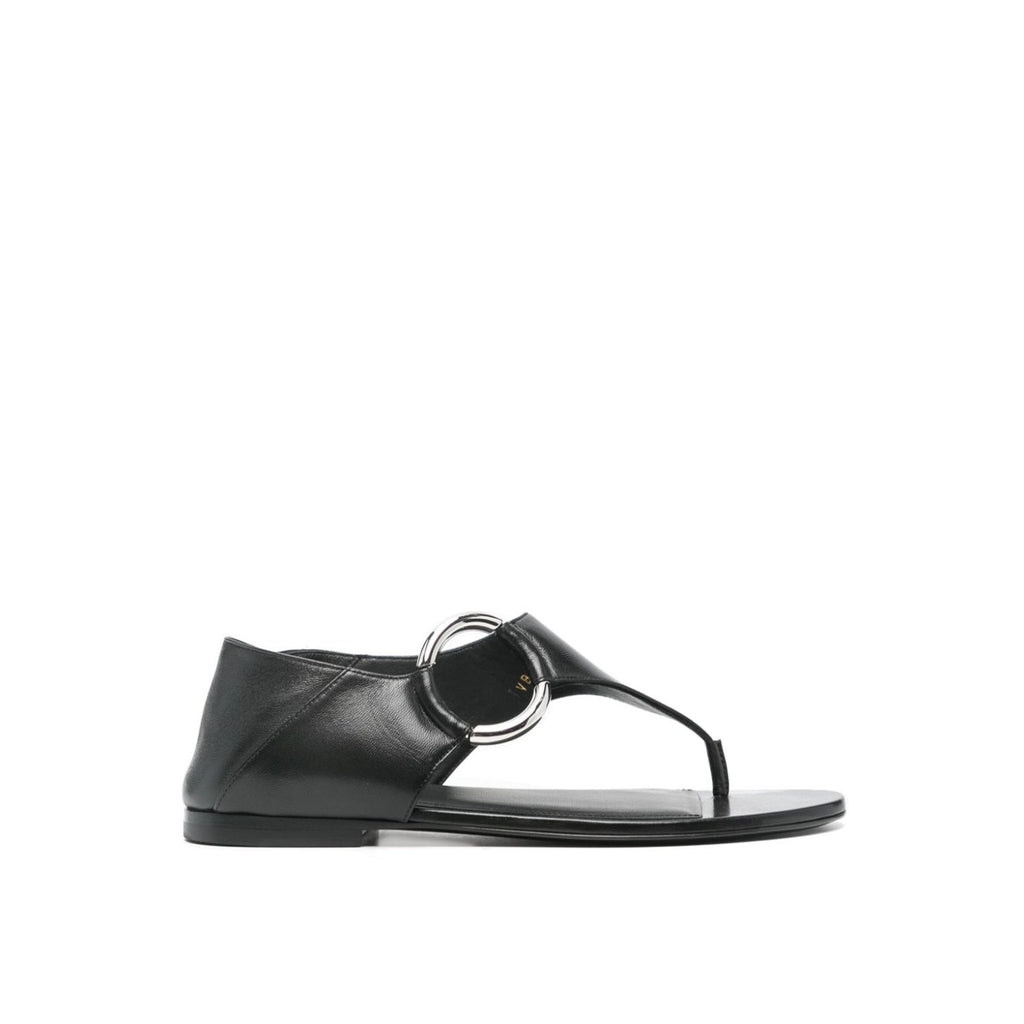 Sandales Saint Laurent Ring Leather - Black - Femme