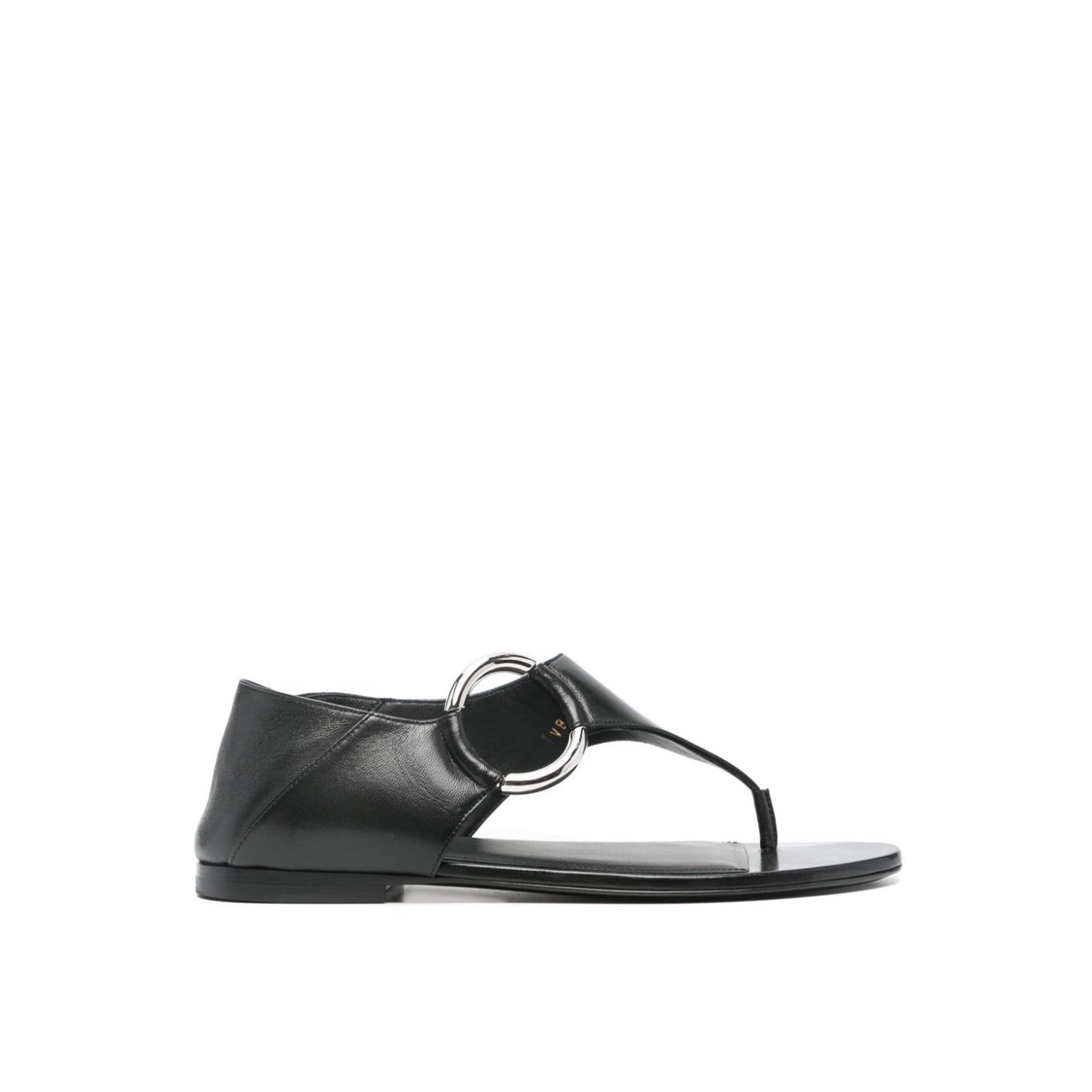 Sandales Saint Laurent Ring Leather - Black - Femme