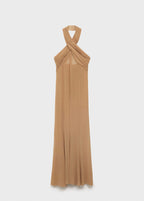 Robe Longue Semi-Transparente Col Croisé