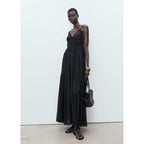 Robe Longue Détails Dentelle