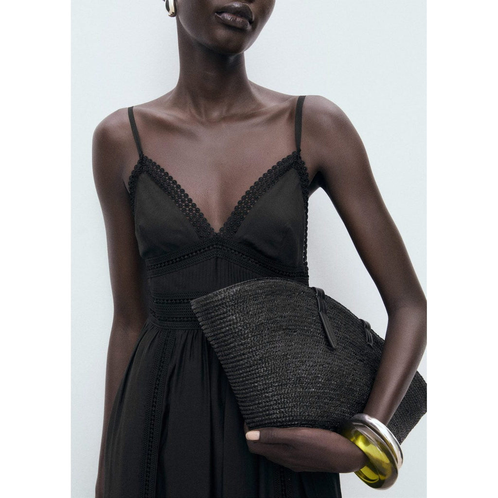 Robe Longue Détails Dentelle