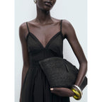 Robe Longue Détails Dentelle