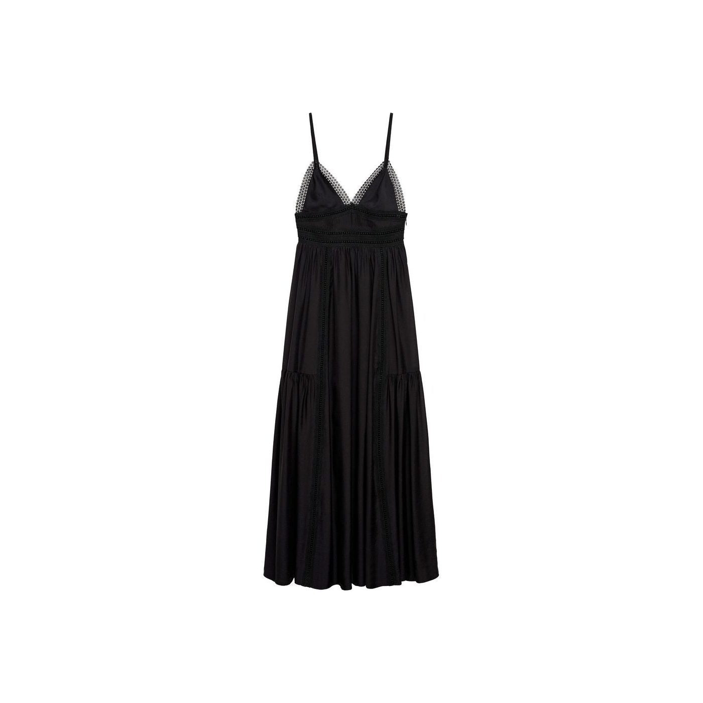 Robe Longue Détails Dentelle