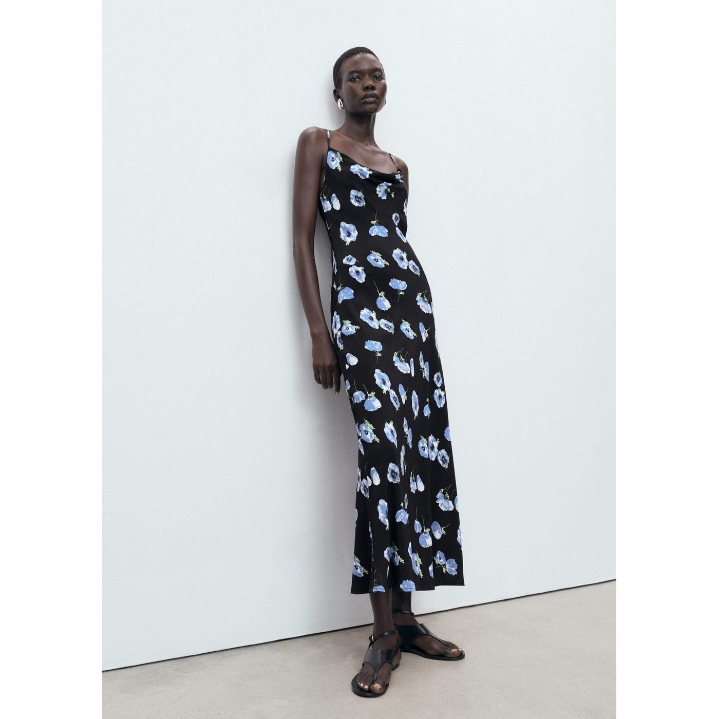 Robe Midi Encolure Drapée