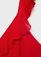 Robe Midi Avec Encolure À Volants