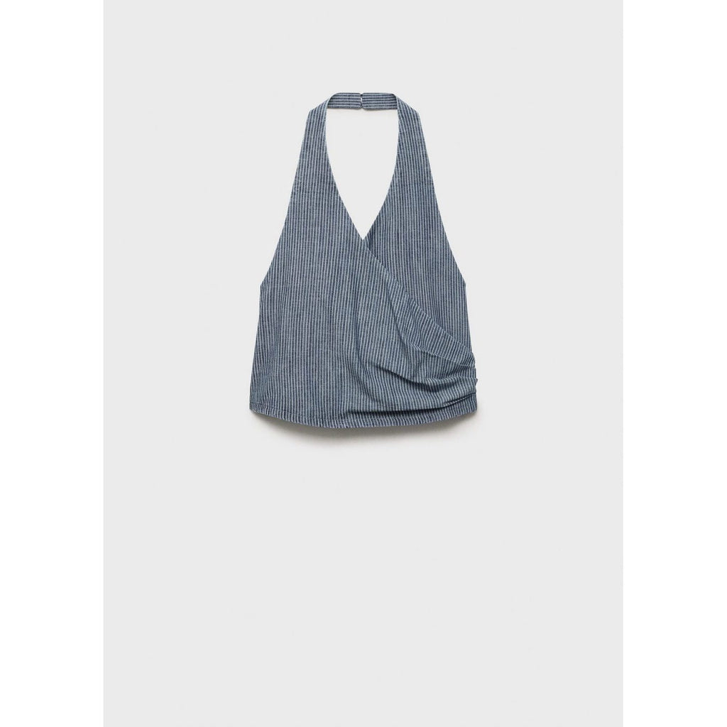Haut En Denim Croisé À Rayures