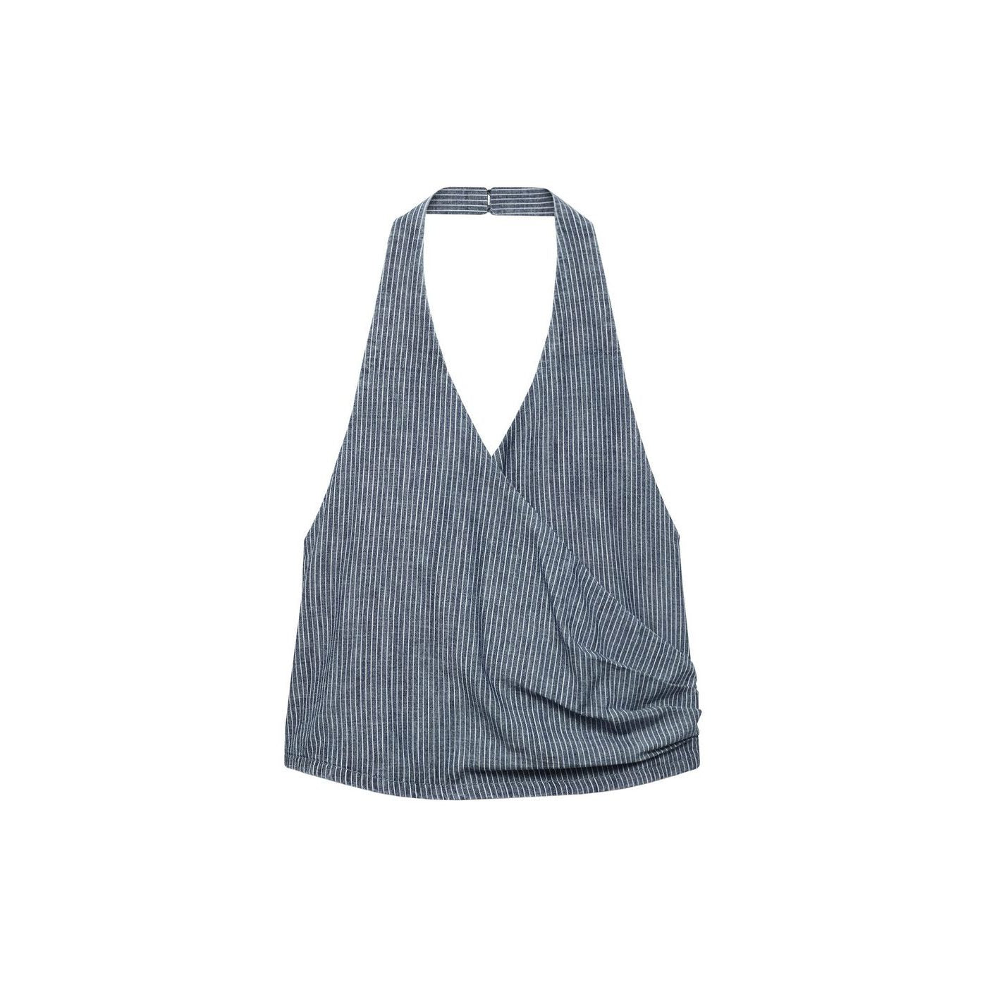 Haut En Denim Croisé À Rayures
