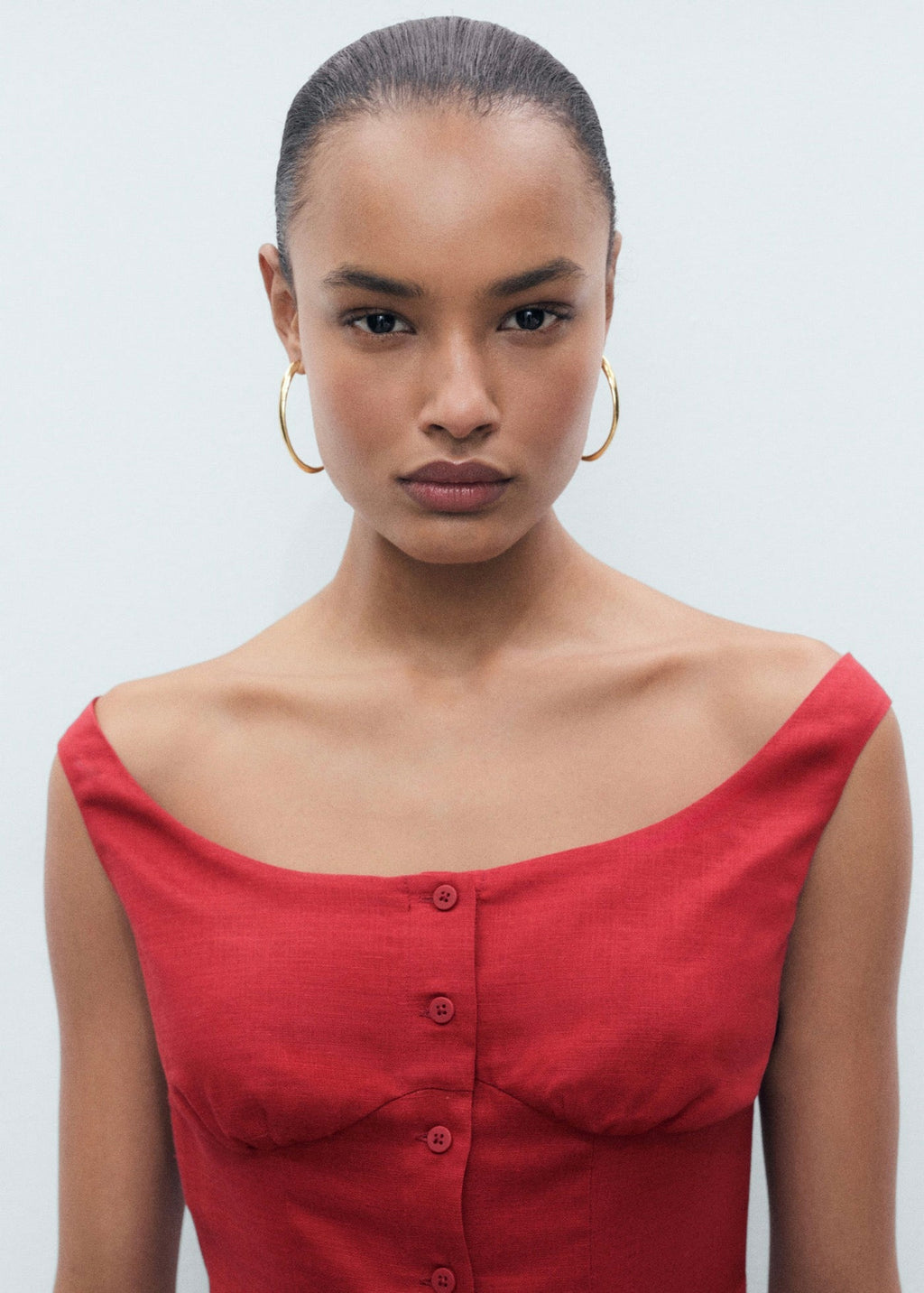Robe En Lin Mélangé À Boutons