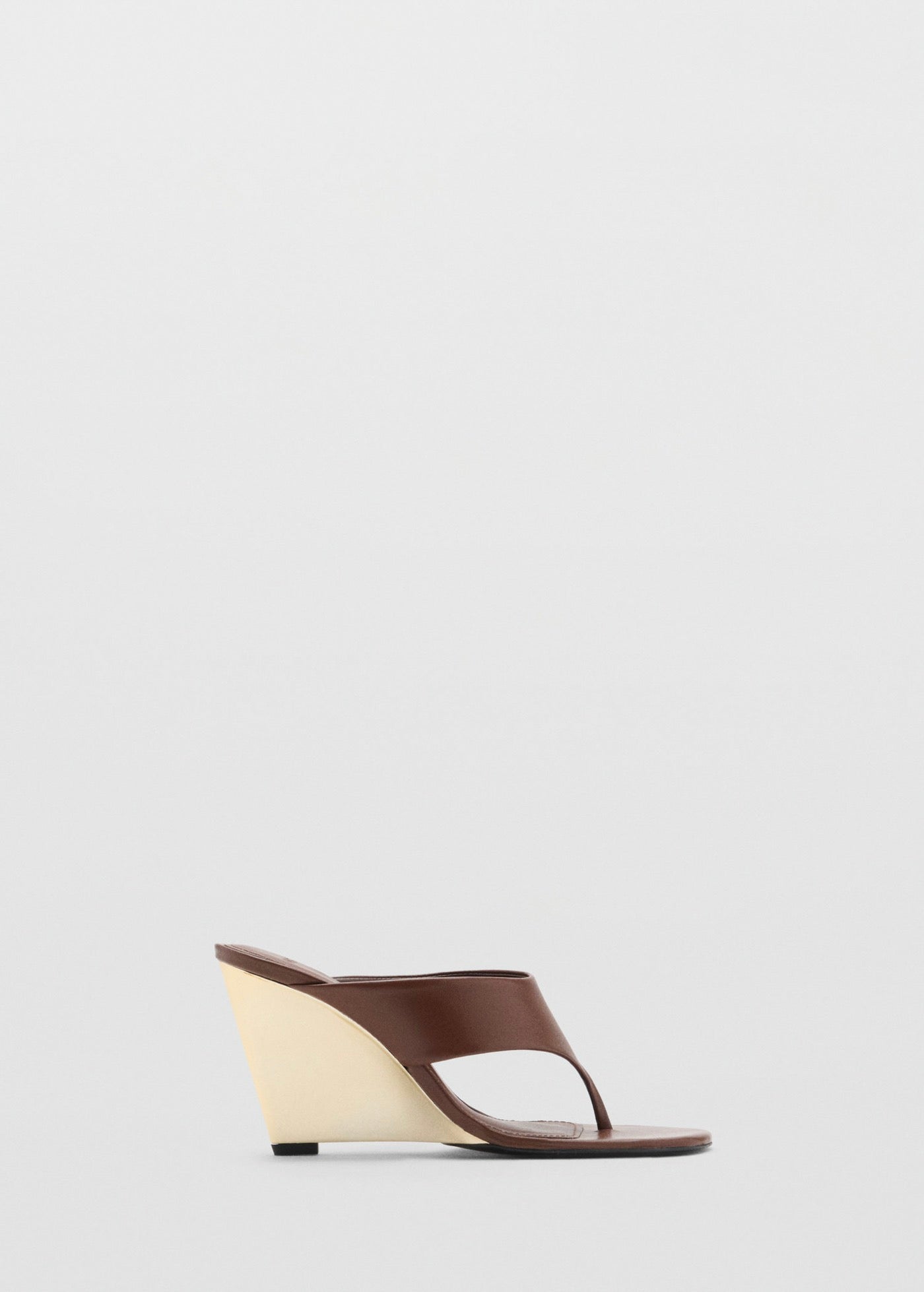 Sandales En Cuir À Talon Compensé Contrastant