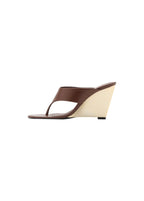 Sandales En Cuir À Talon Compensé Contrastant