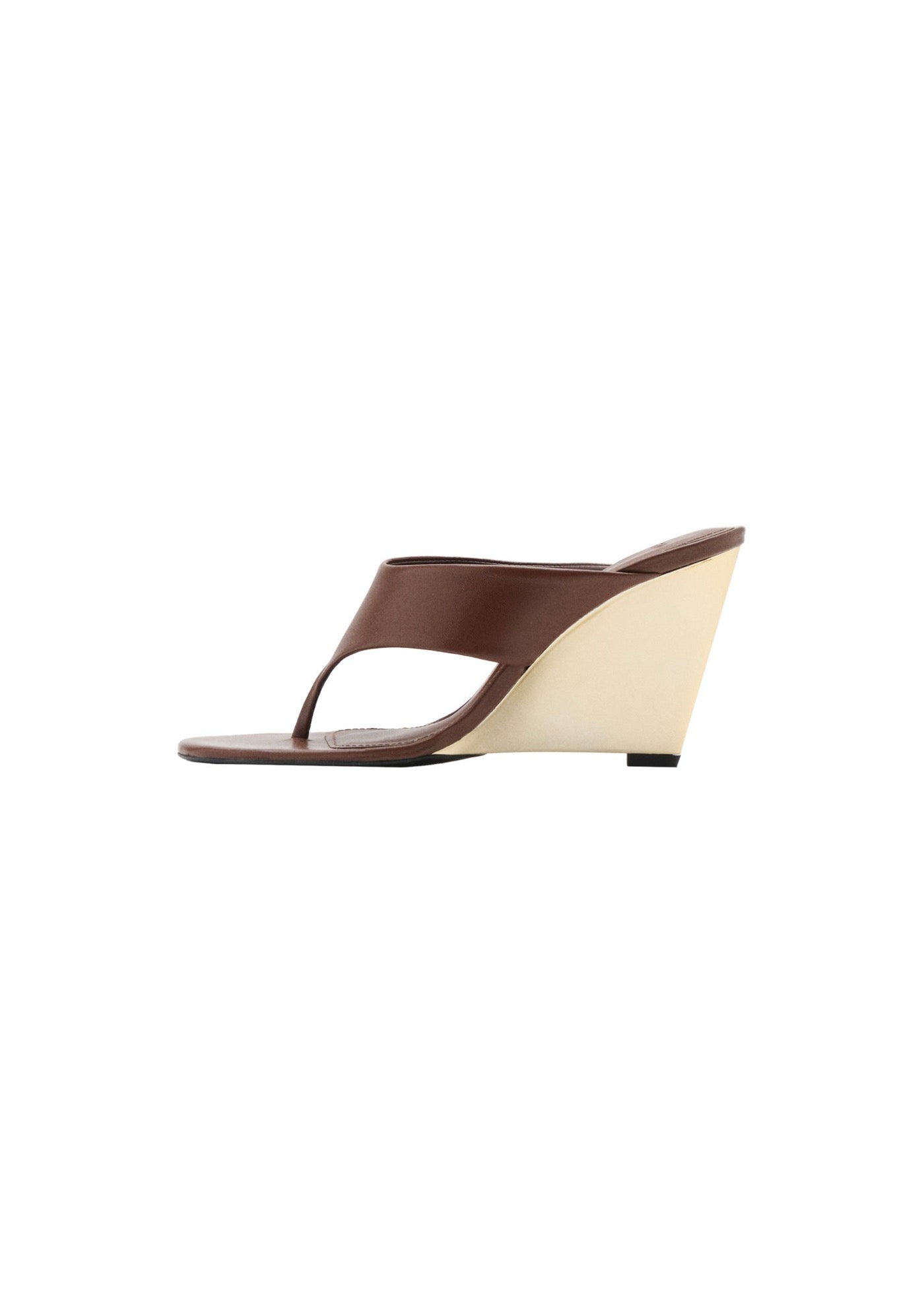 Sandales En Cuir À Talon Compensé Contrastant